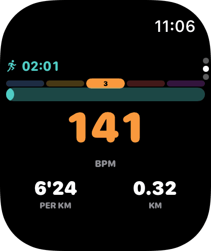 Amble live workout metrics on Apple Watch
